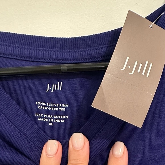 J. Jill Deep Blue Long Sleeve Tee - Picture 2 of 4